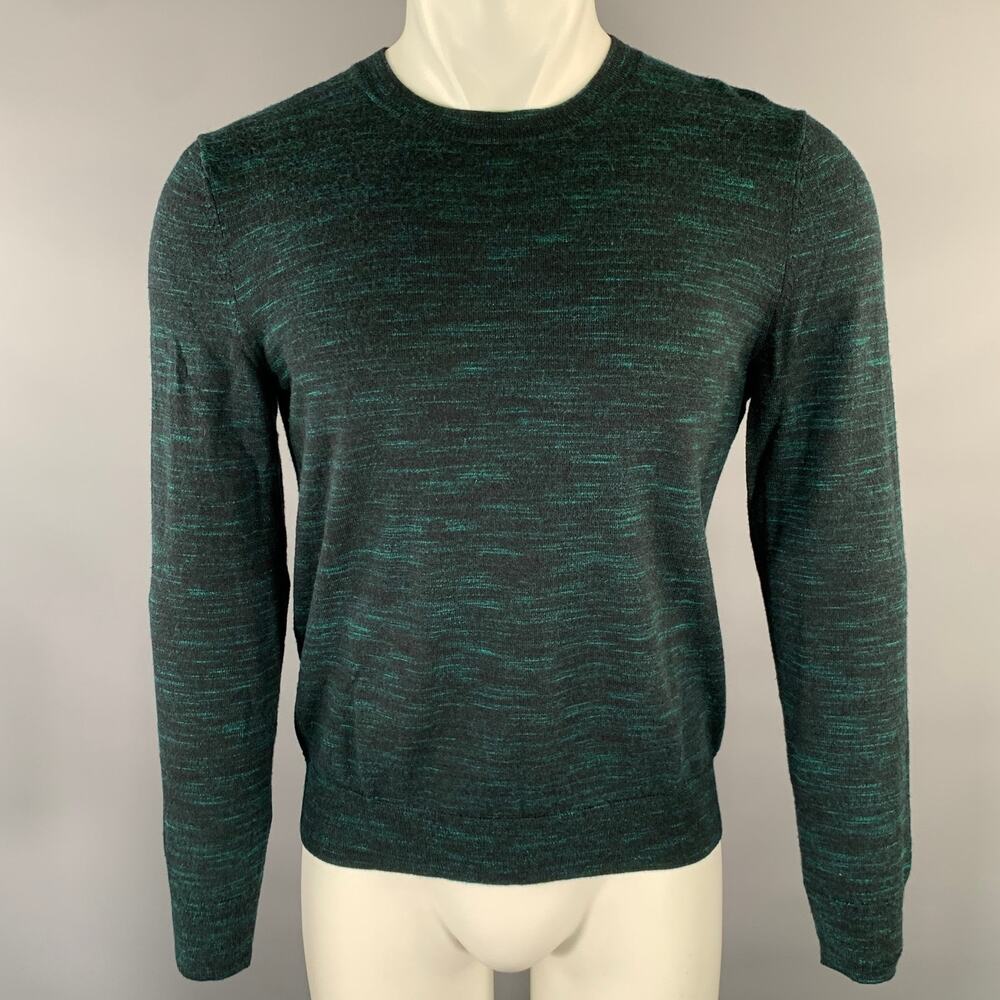 A.P.C. Size M Green Black Melange Wool Ribbed Pullover